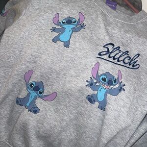 Disney Gray and Blue Stitch Sweatshirt